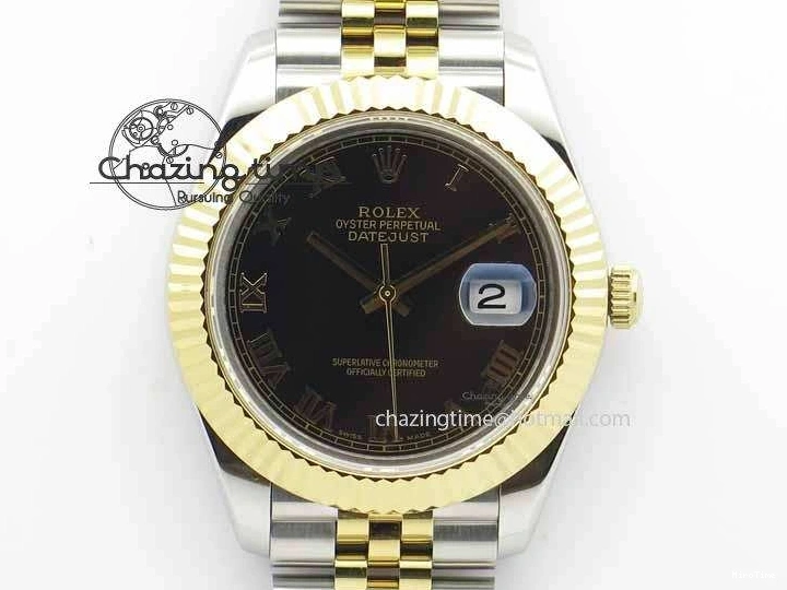 MiroTime 0324 DateJust II 41mm SS YG BP Maker Best Edition Black Roman Dial On Jubilee Bracelet A DailyWear 3665